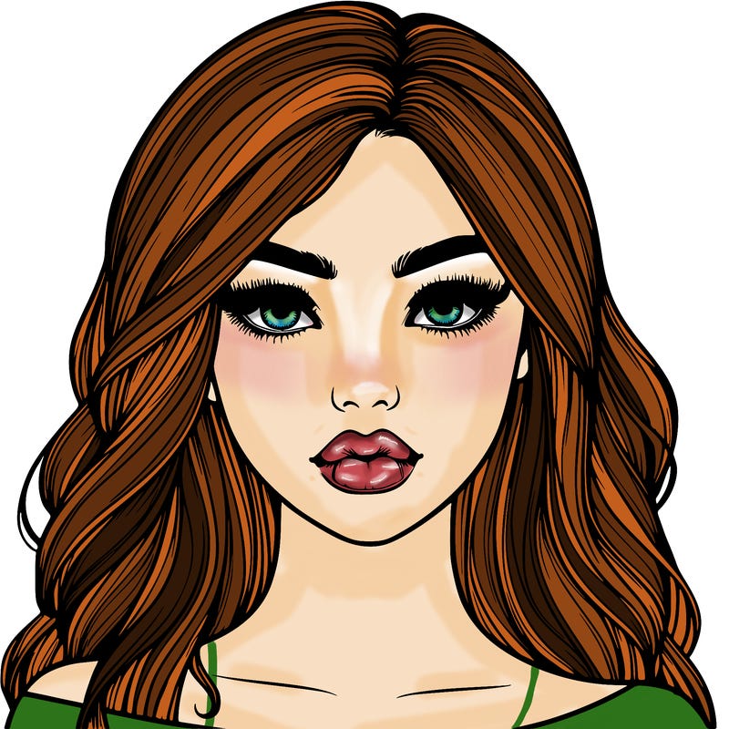 pretty girl with lips and hair realistic
