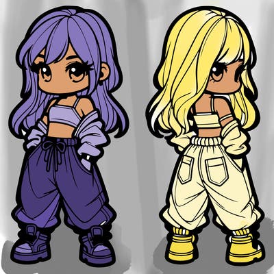 girl in crop top and baggy pants