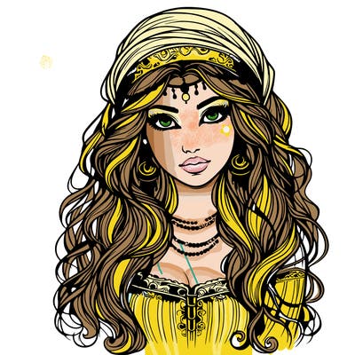 realistic beautiful mysterious gypsy girl