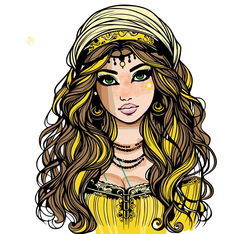 realistic beautiful mysterious gypsy girl