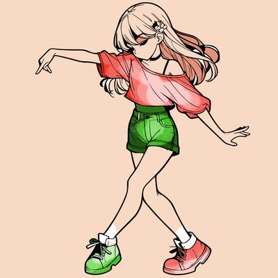 realistic girl danceing