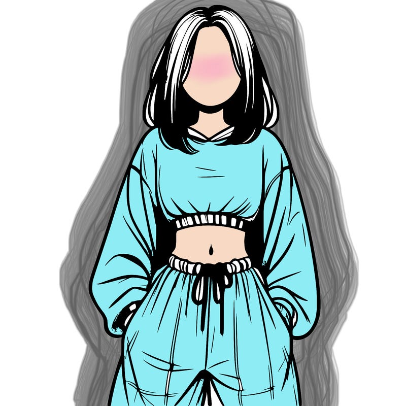 realistic girl faceless with baggy pants and a crop top
