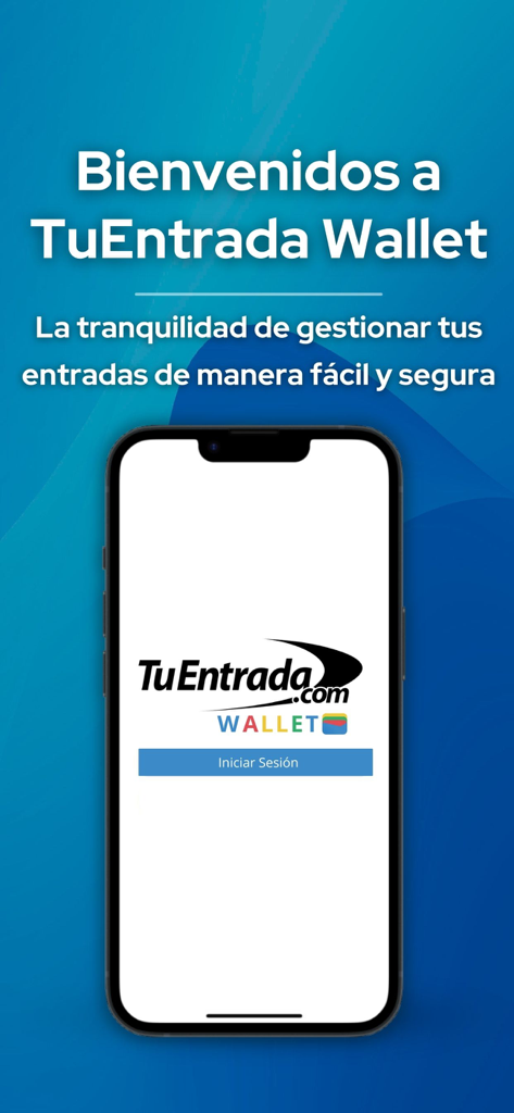 Startbildschirm der TuEntrada Wallet Mobile App auf einem Smartphone