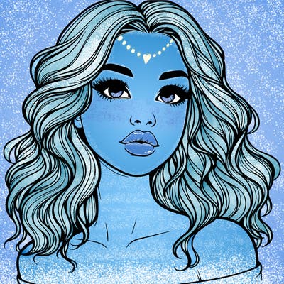 realistic girl with wavy hair and lips