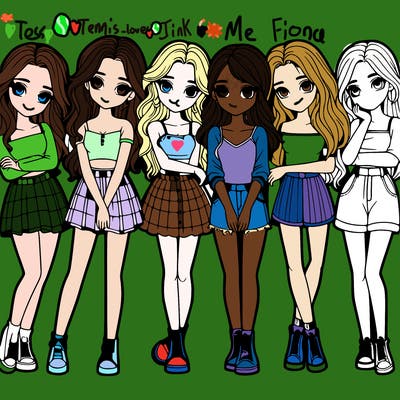 a group of girls realistic