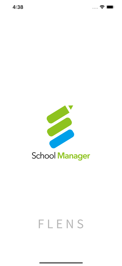 FLENS School Managerのロゴが表示されたスプラッシュスクリーン