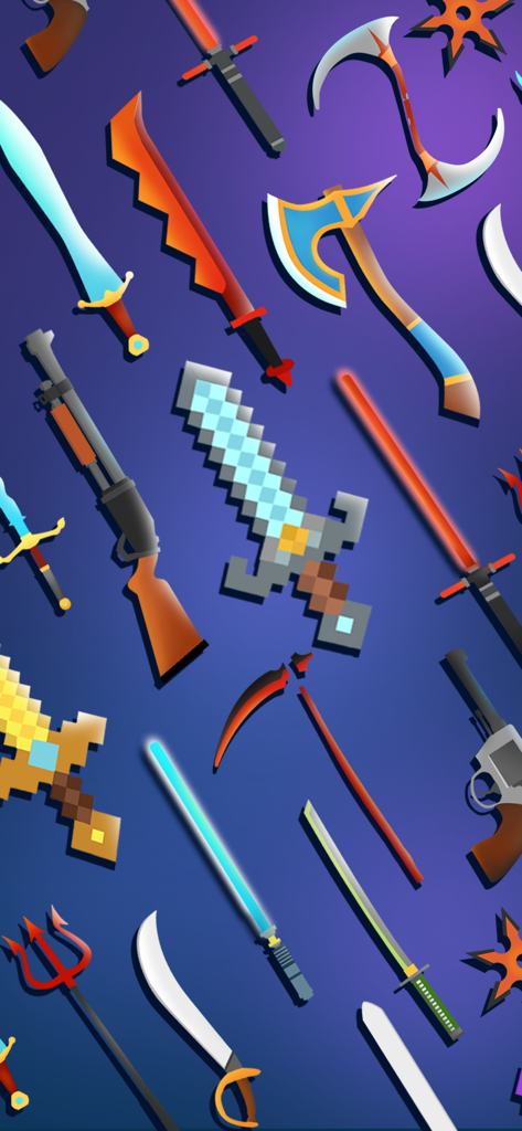 Blade Warriors 3D - A variety of swords axes and ninja weapons from Blade Warriors 3D