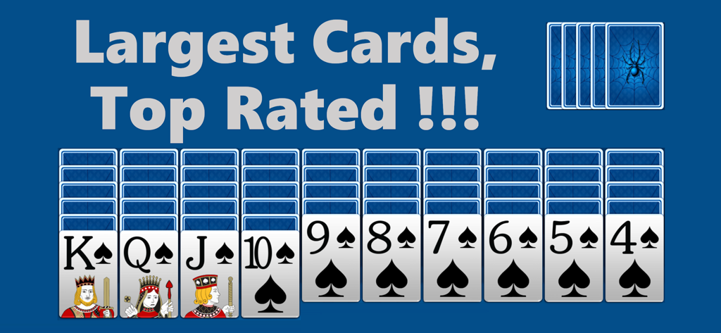 Spider Solitaire ‏‎ - Spider Solitaireゲームインターフェース、大きくて読みやすいカード付き