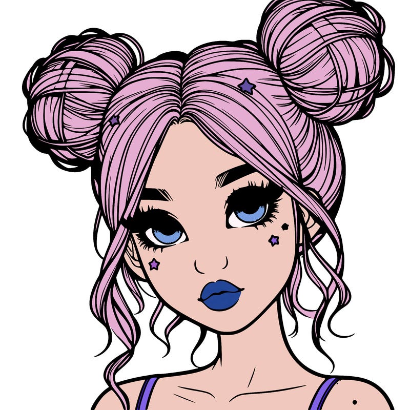 realistic girl with space buns