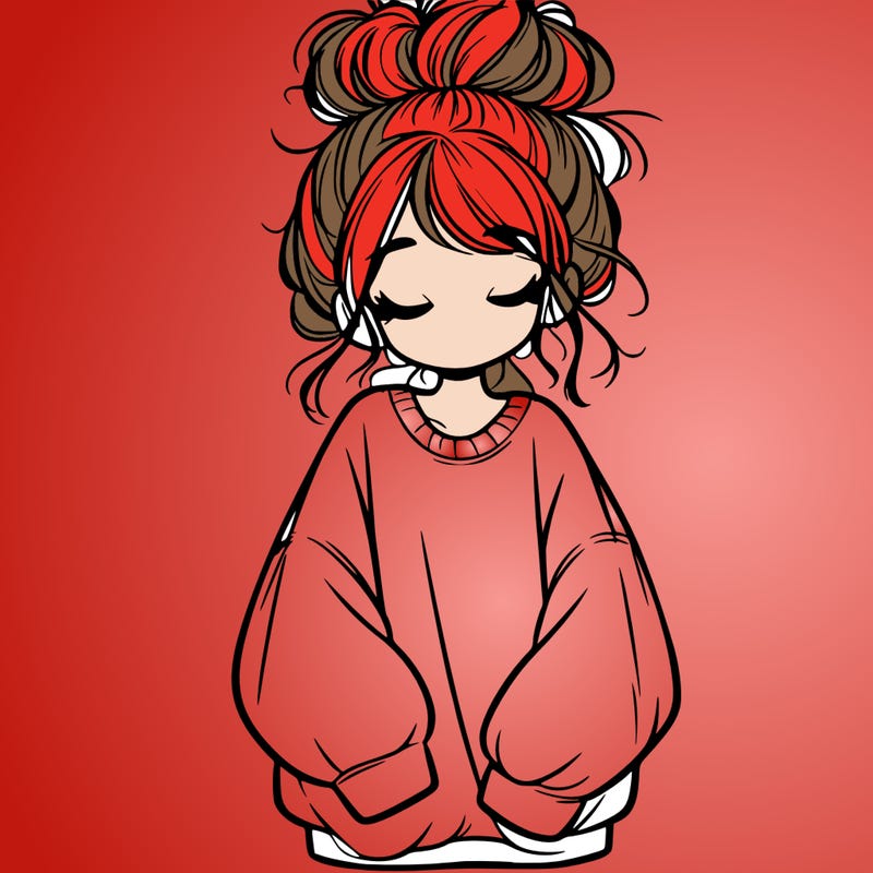 girl with baggy sweatshirt and messy bun