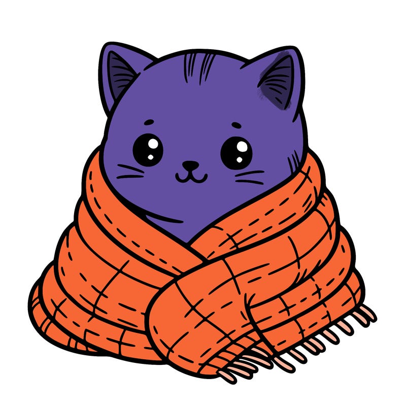 cat in a soft blanket