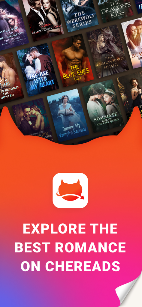 A collage of romance novel covers featuring the Chereads app logo and promotional text