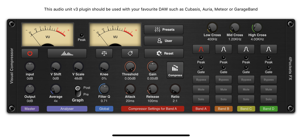 Visual Multi-Band Compressor | モバイルプロデューサーのための正確なAUv3ダイナミクス