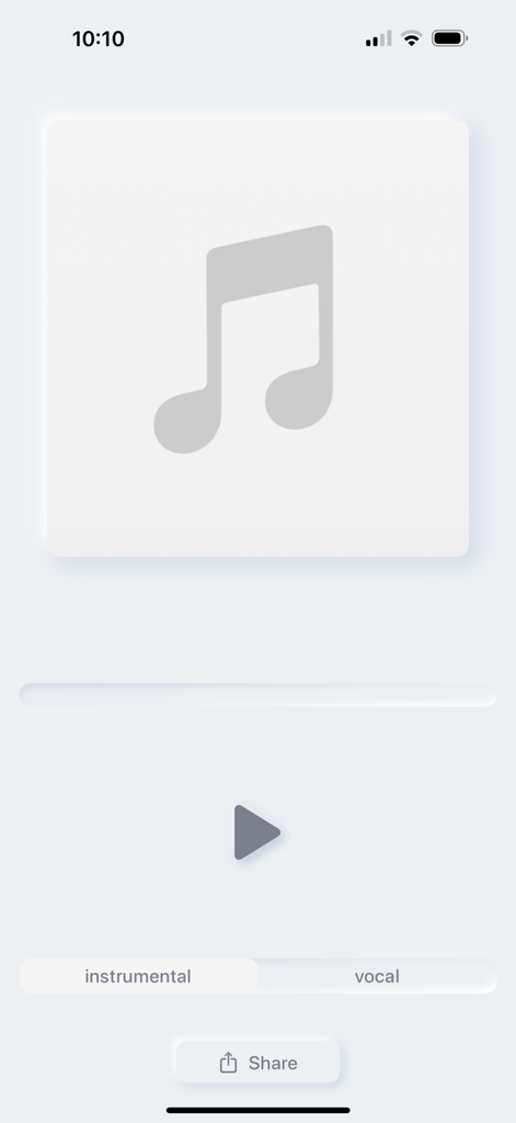 VocalRemover app screen with instrumental and vocal track selection