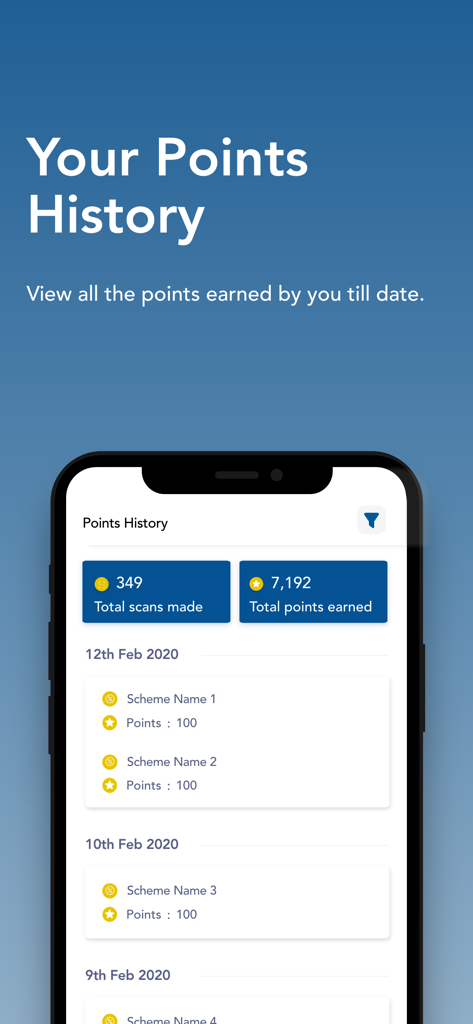 Dulux Connect - Dulux Connect app screen displaying reward points history and scan count for professional painters