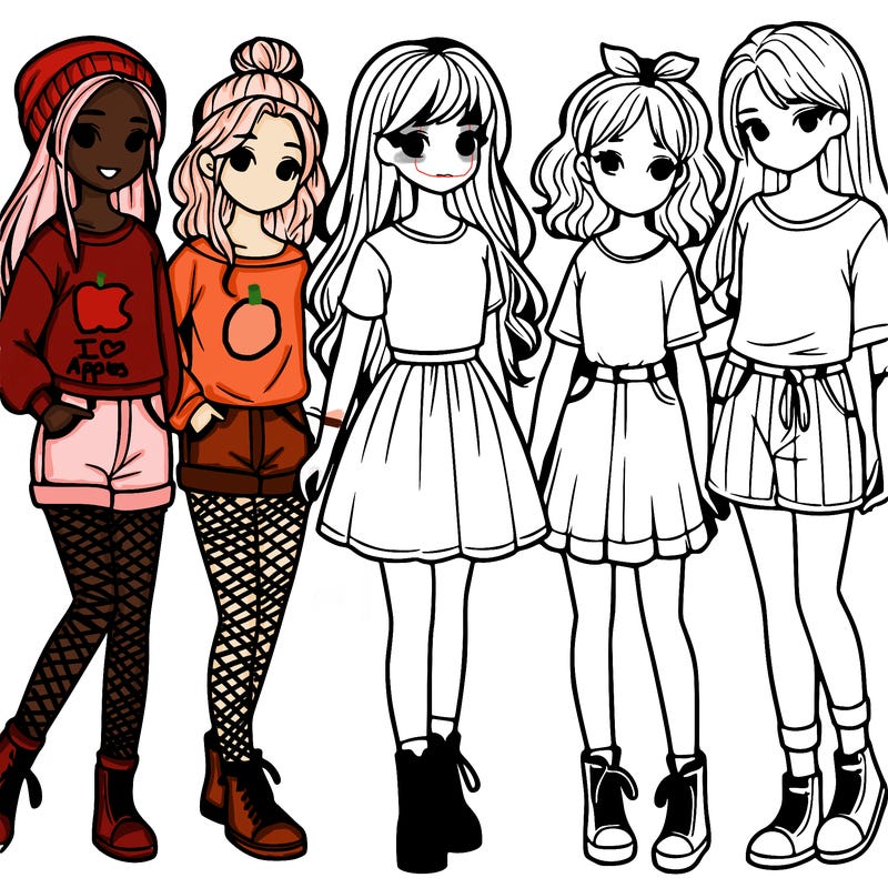 a group of five girls