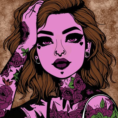 realistic girl with tattoos all over