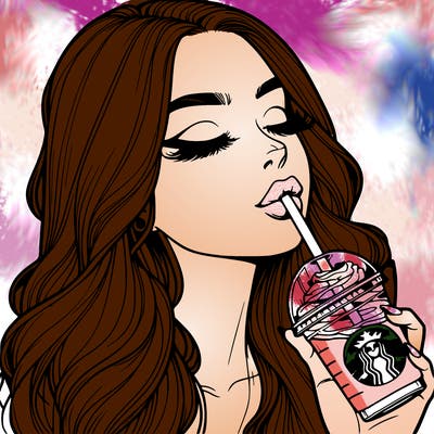 realistic girl drinking starbucks