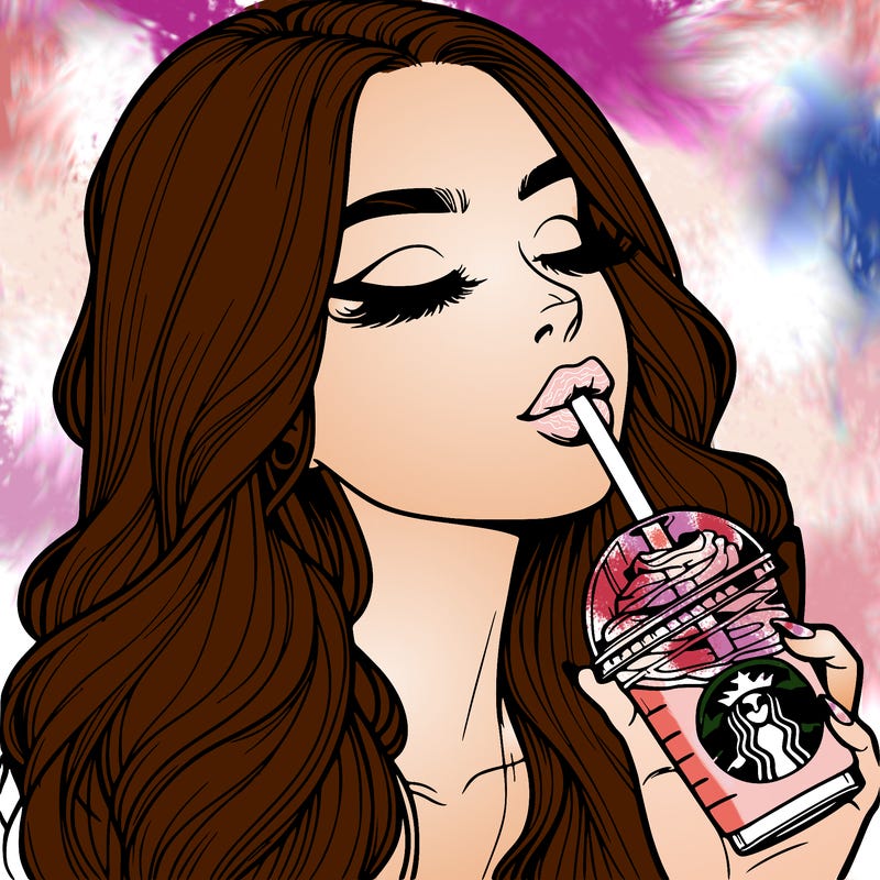 realistic girl drinking starbucks