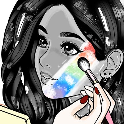 a realistic girl doing her makeup