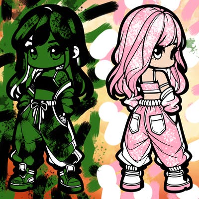 girl in crop top and baggy pants