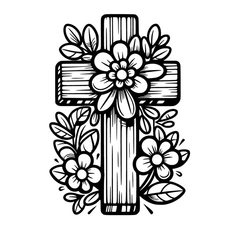 cross with flowers