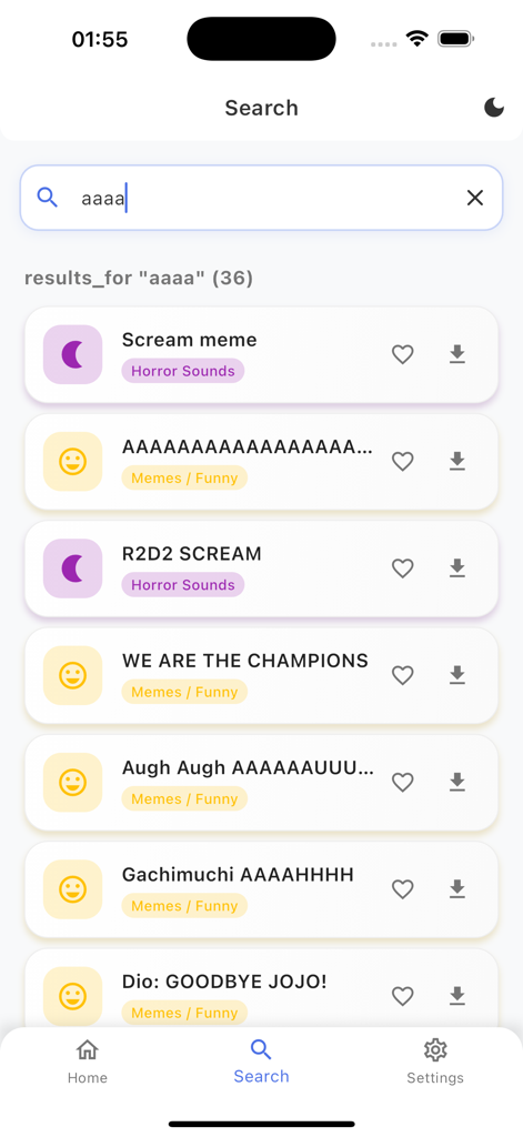 Troll Sounds - Search results for meme and scream sounds in the Troll Sounds app
