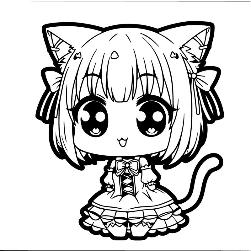 chibi cute anime cat girl