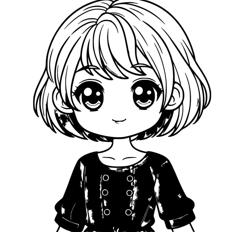 a girl with short blonde hair and blue eyes with blue clothes