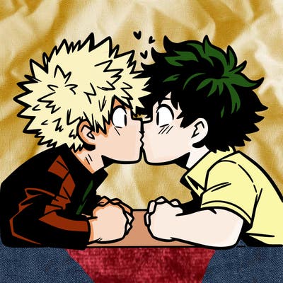 bakugou and deku smooching