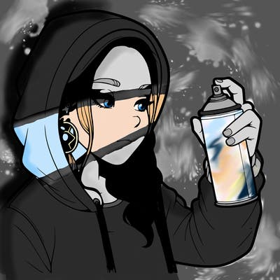 a realistic girl, spray painting