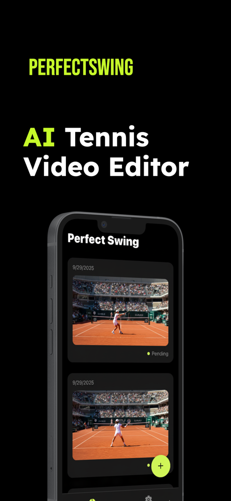 PerfectSwing:Tennis Highlights - PerfectSwing mobile app interface for AI-powered tennis match video editing