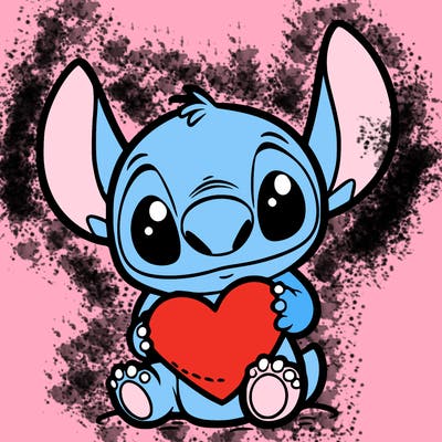 stich holding a heart