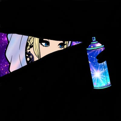 a realistic girl, spray painting