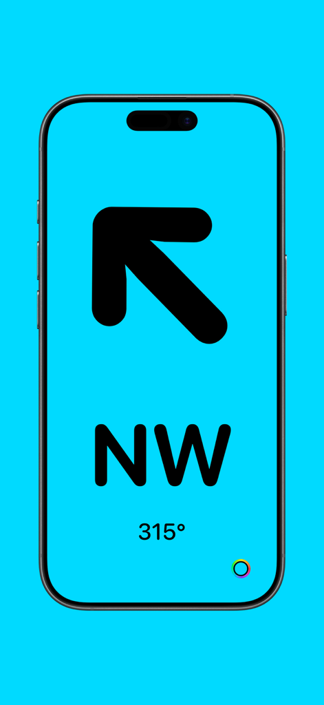 Arrow - Ultraminimal Compass. - Arrow minimalist compass app interface showing northwest direction and degrees