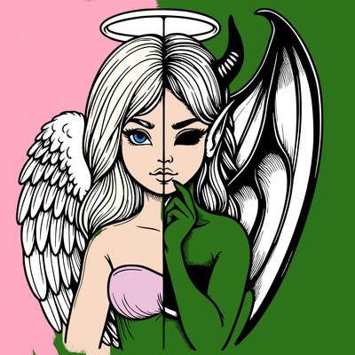 realistic angel half demon