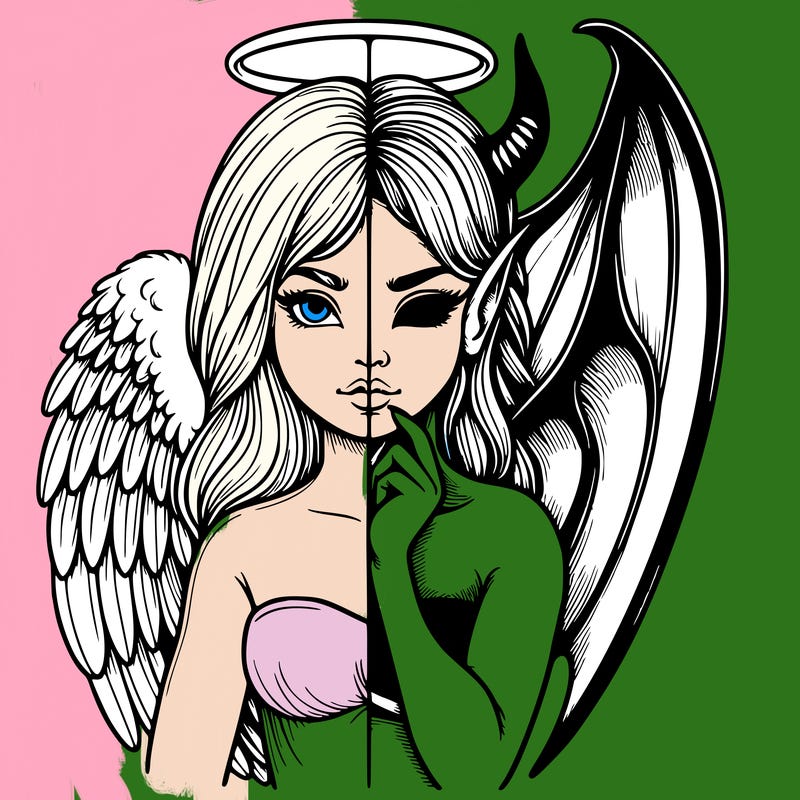 realistic angel half demon