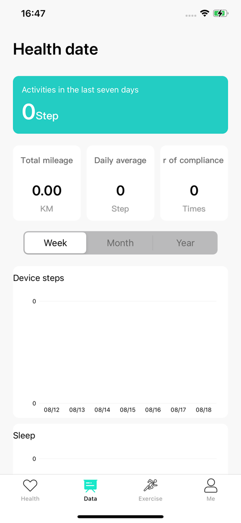 A screenshot of the HryFine app showing the health data dashboard with step count and mileage statistics.