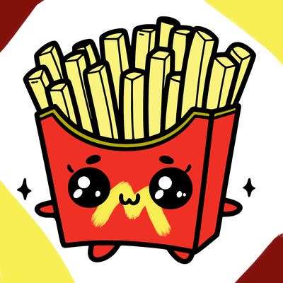 a cute. french fries