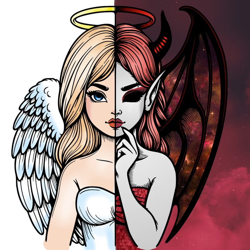 realistic angel half demon