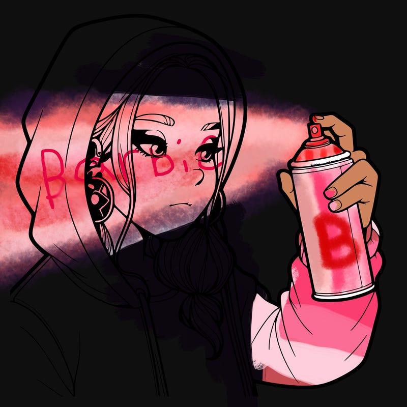 a realistic girl, spray painting