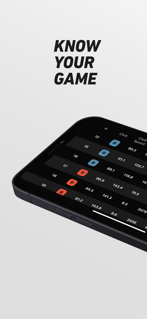 ShotVision app interface showing golf shot performance data on an iPhone screen