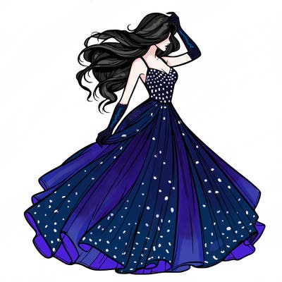 realistic woman with dress flowing in the wind