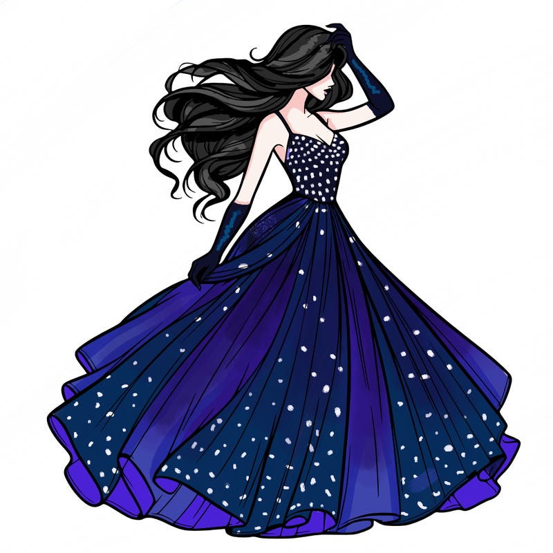 realistic woman with dress flowing in the wind