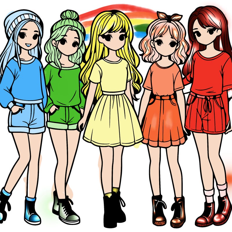 a group of five girls