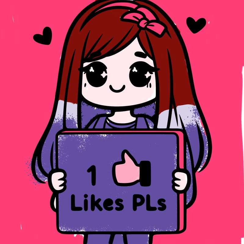 girl holding a sign saying 10 likes pls