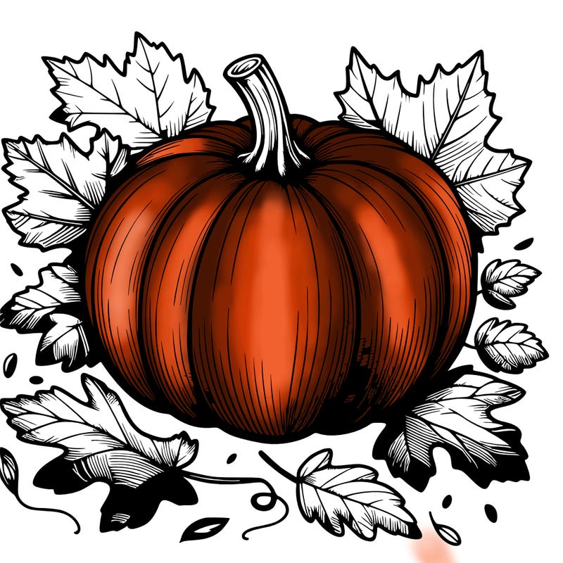 pumpkin with fallen leafs around it realistic