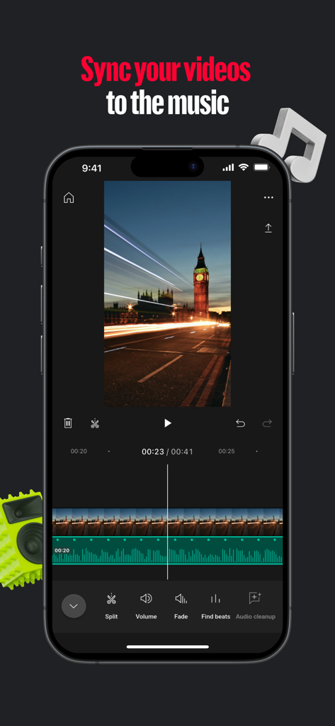 Interface de l'application mobile YouTube Create montrant la vidéo synchronisée sur les rythmes musicaux