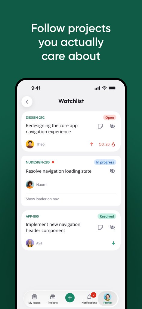 Backlog: Project Management - Pantalla de seguimiento de la aplicación de gestión de proyectos Backlog que muestra tareas y estados del proyecto como abierto y en progreso.