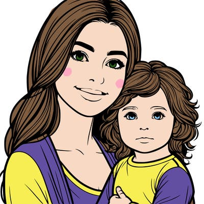 realistic mother and her toddler daughter